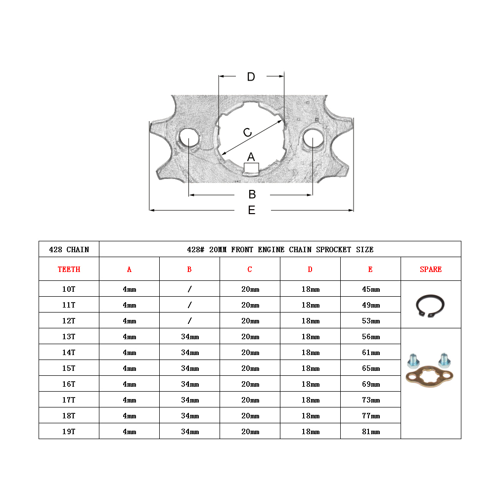 17 20mm 10 T-19 T Ön Motor Diş - 428 Chain incelemesi ve fiyatı